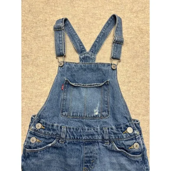 Levi's Distressed Medium Wash Shortall Girls 10 Regular - Picture 2 of 11